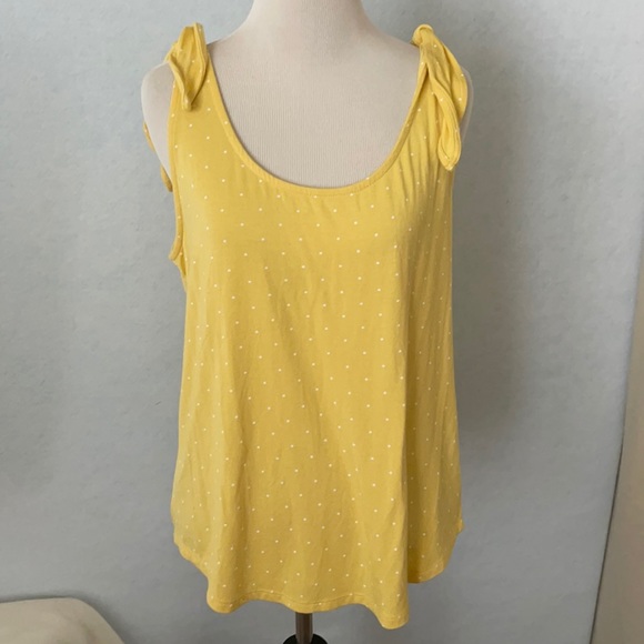 peace & pearls Tops - Peace & Pearls Polka Dot Faux Tie Shoulder Tank